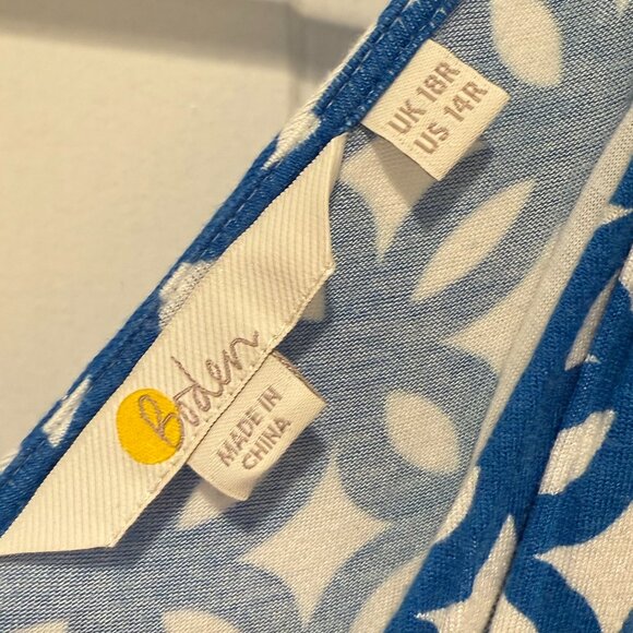 Boden Effie Jersey Dress Sleeveless V-Neck in Bold Blue Link pattern size 14 - Picture 4 of 4